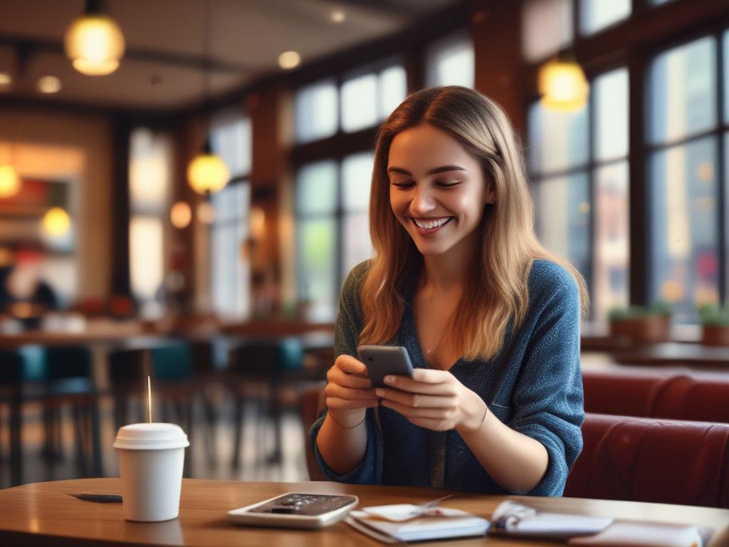 An influencer happily checking their earnings on a mobile device,