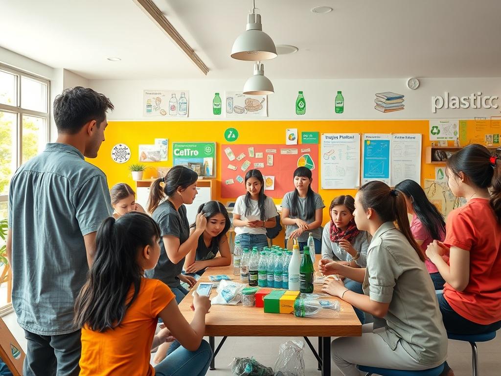 A vibrant workshop scene in a community center where young