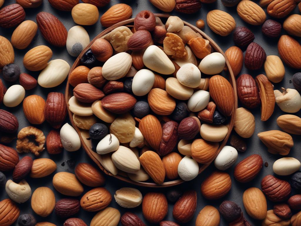 nutty trail mix, healthy snacks, almonds, walnuts, dried fruits