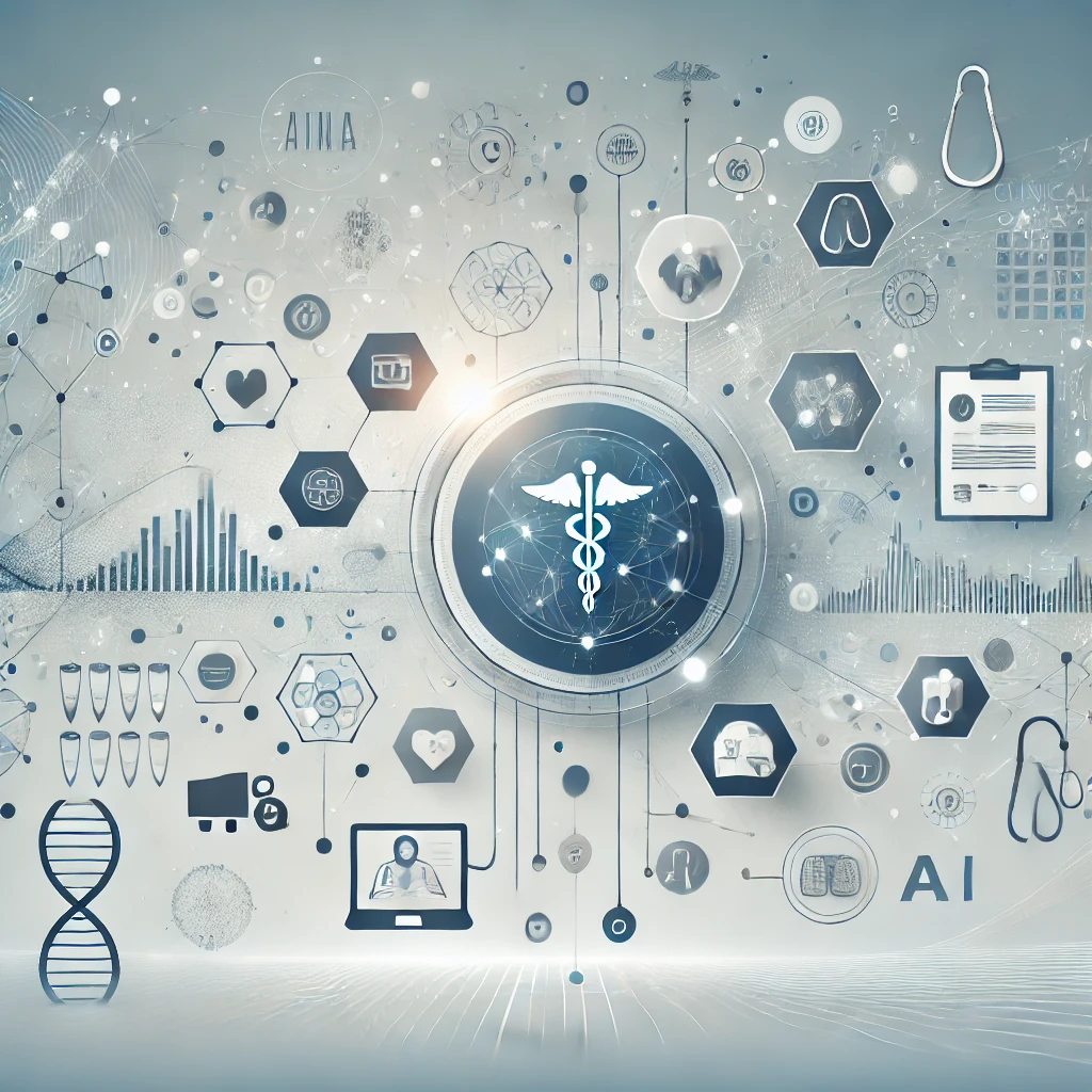 dall·e 2024-08-10 15.33.04 - a clean and elegant illustration representing clinical data management supported by ai. the image should depict abstract elements such as data flow, i.webp