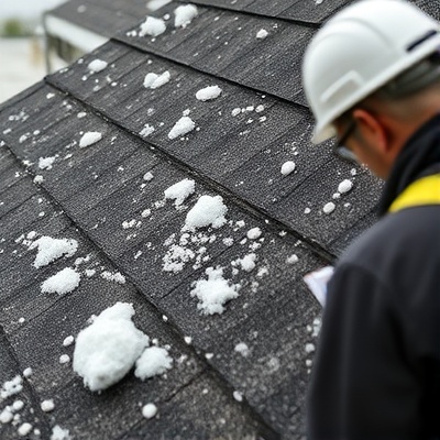 Storm damage inspection on roof