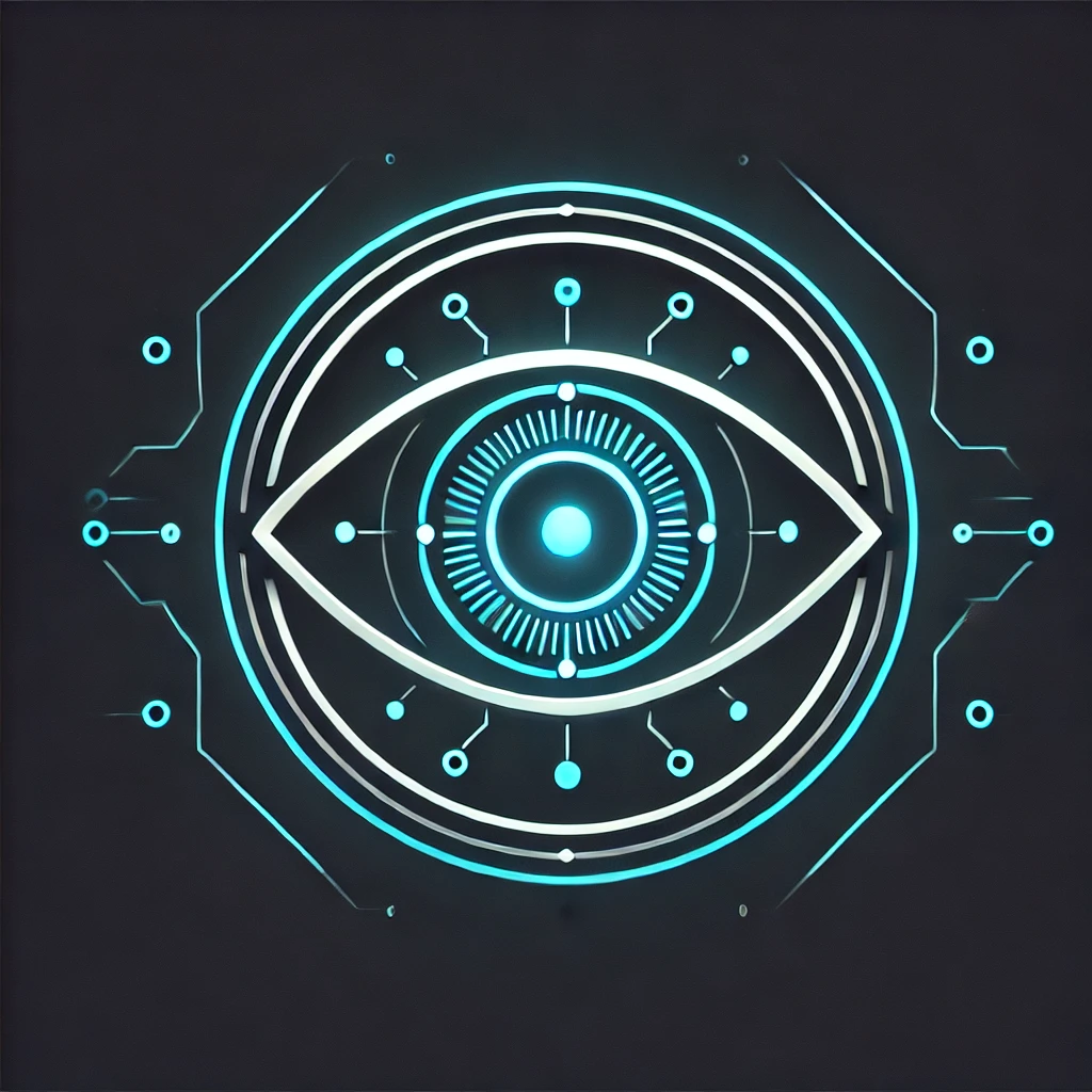 dall·e 2024-12-22 00.52.38 - a simple, futuristic design of a single ai-inspired eye with a neon blue glow. the eye features clean lines and minimalistic details, with a glowing n.webp