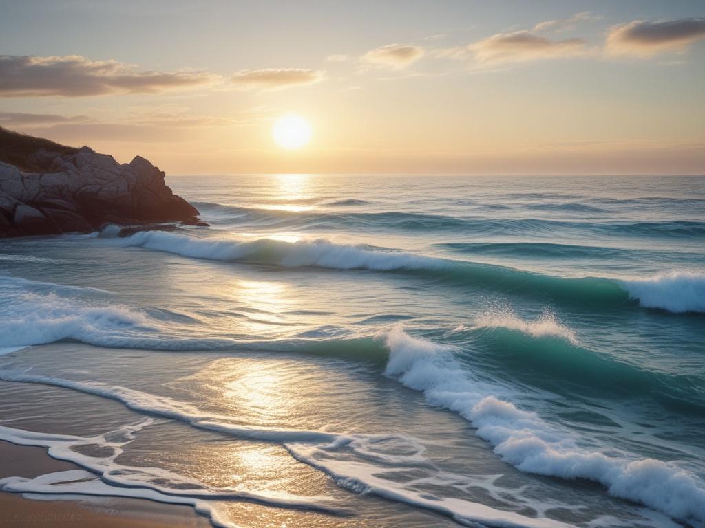 a serene, high resolution image of a calm ocean with