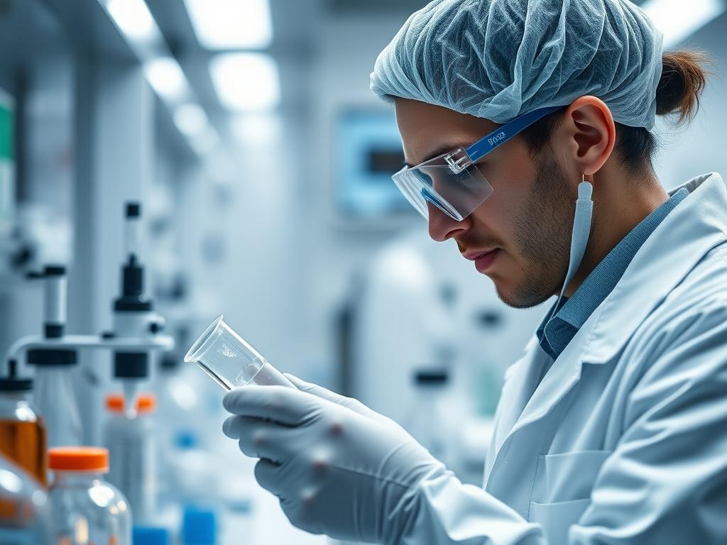 A hyper realistic close up shot of a scientist in