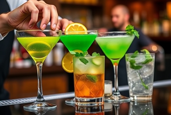 Expertly crafted cocktails being prepared with fresh ingredients