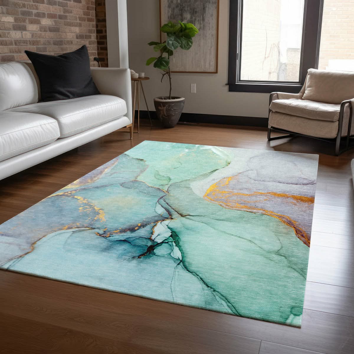 Alfonzo Washable Abstract Indoor / Outdoor Rug by Langley Street®