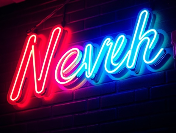 Artistic professional neon sign artwork with vibrant glowing colors