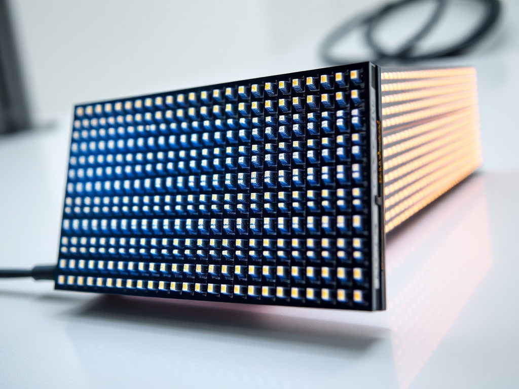 High-resolution P2 LED pixel pitch display module showing tightly packed LED diodes for superior clarity