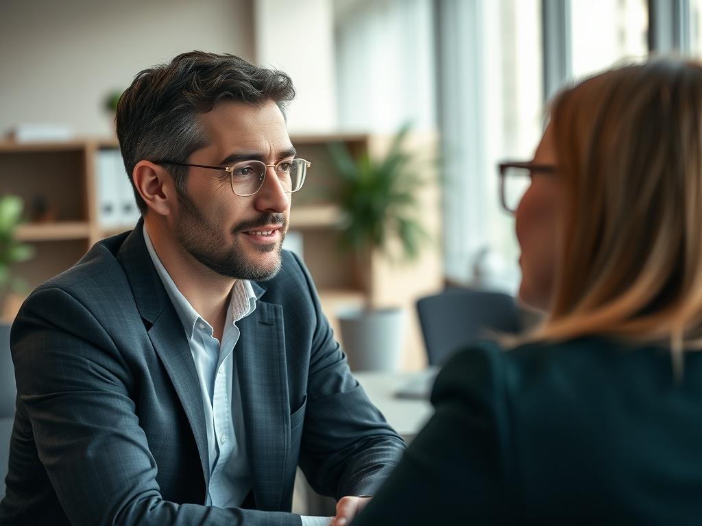 A hyper realistic close up shot of a professional consultant