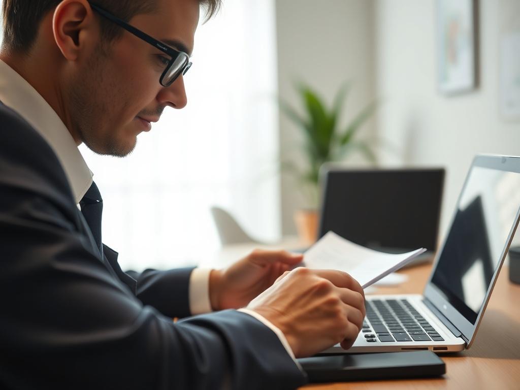 A close up shot of a professional looking person reviewing