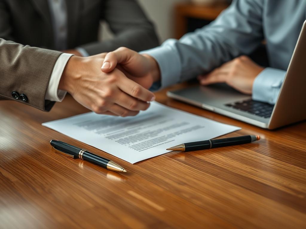 A hyper realistic image of a professional shaking hands over