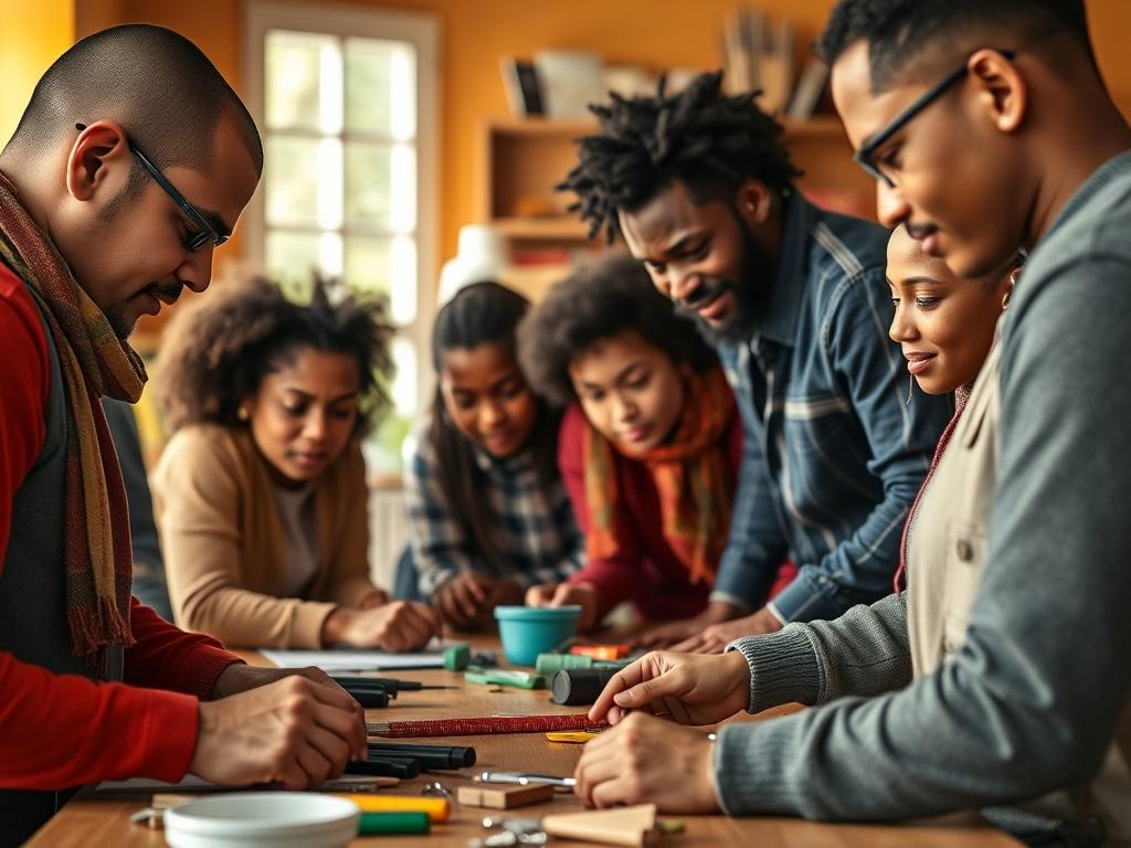 A hyper realistic close up shot of a diverse group