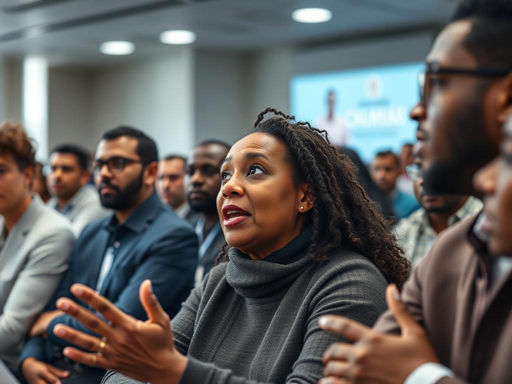 A close up shot of a group of community members