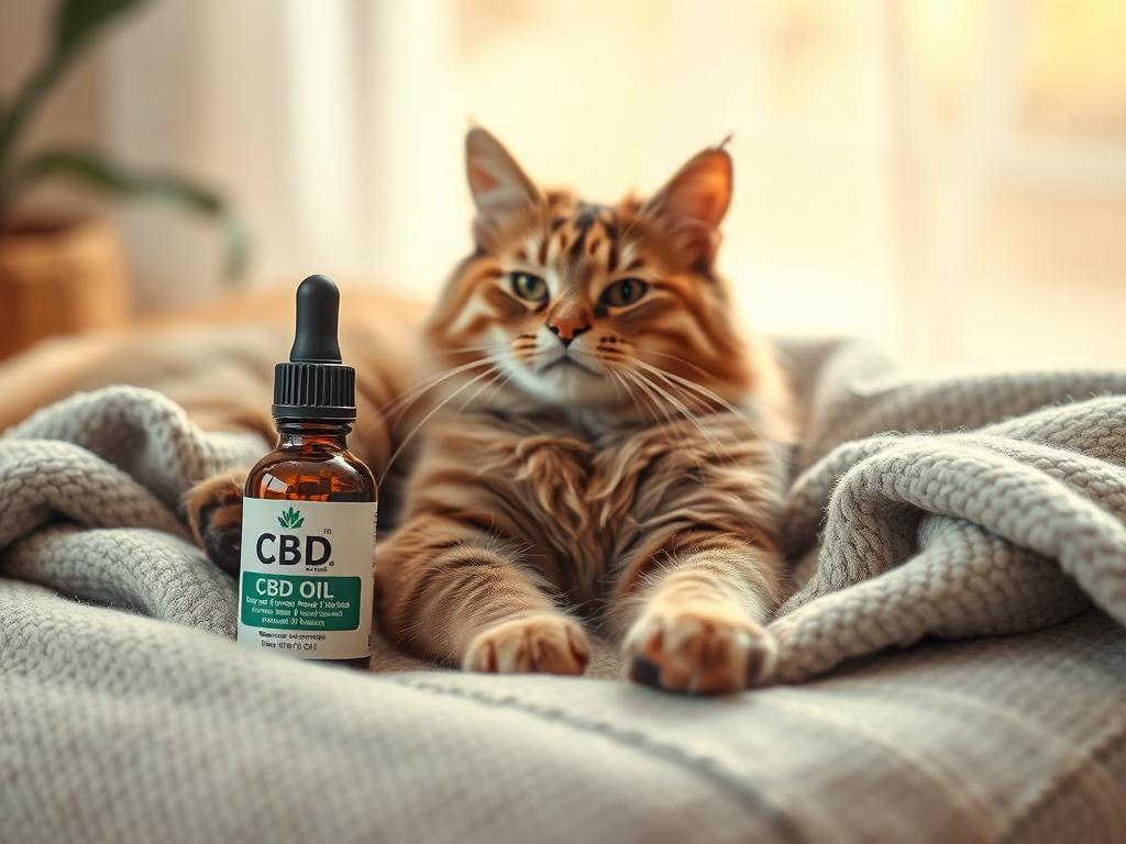 A content cat lounging on a soft blanket with a