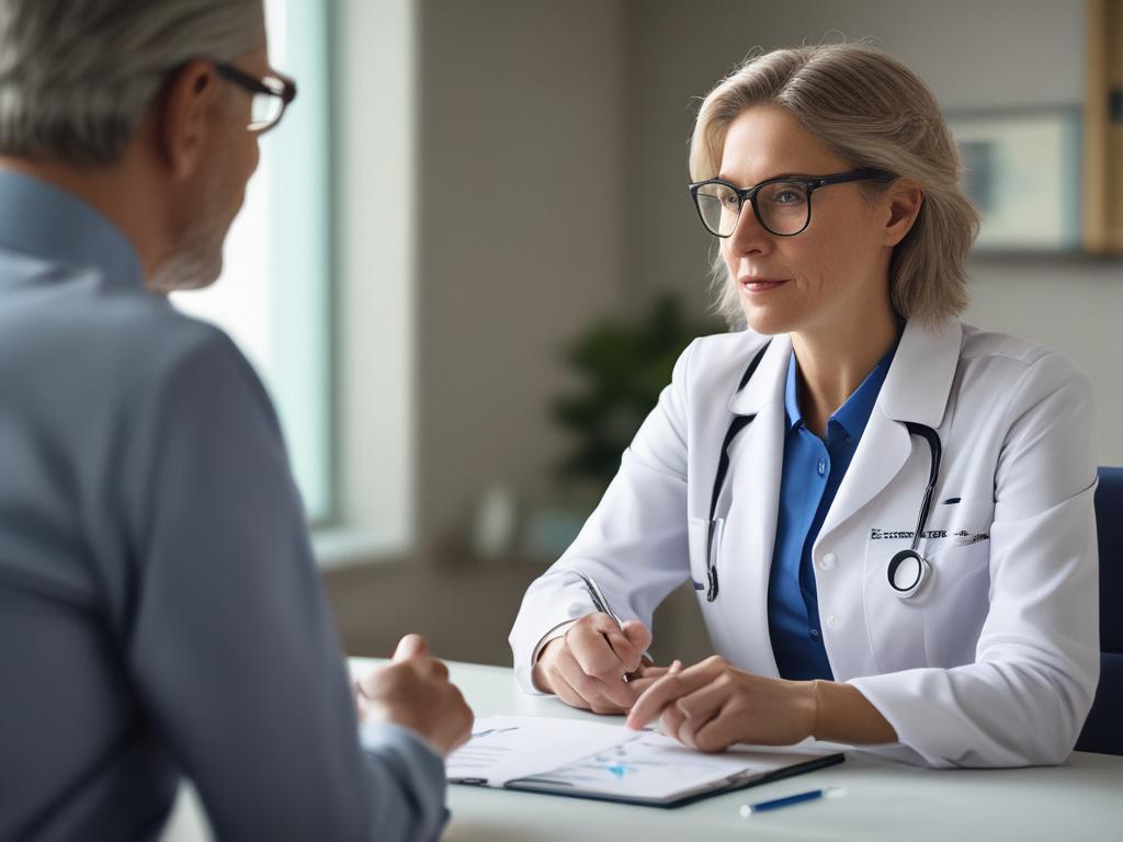 A close up shot of a healthcare consultant deeply engaged