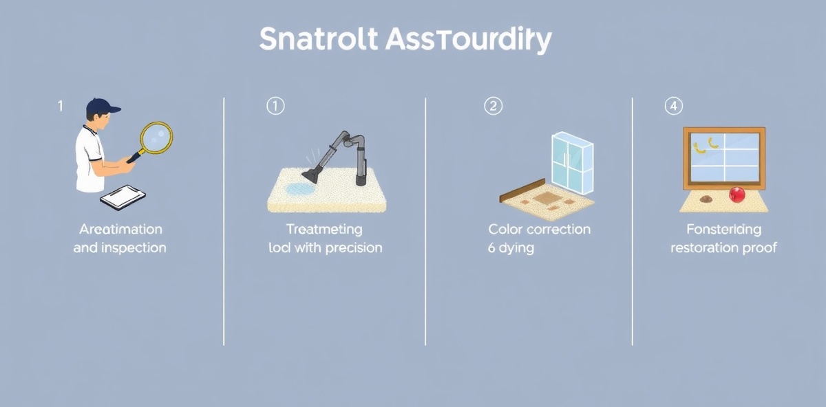 Step-by-step carpet restoration process visualization