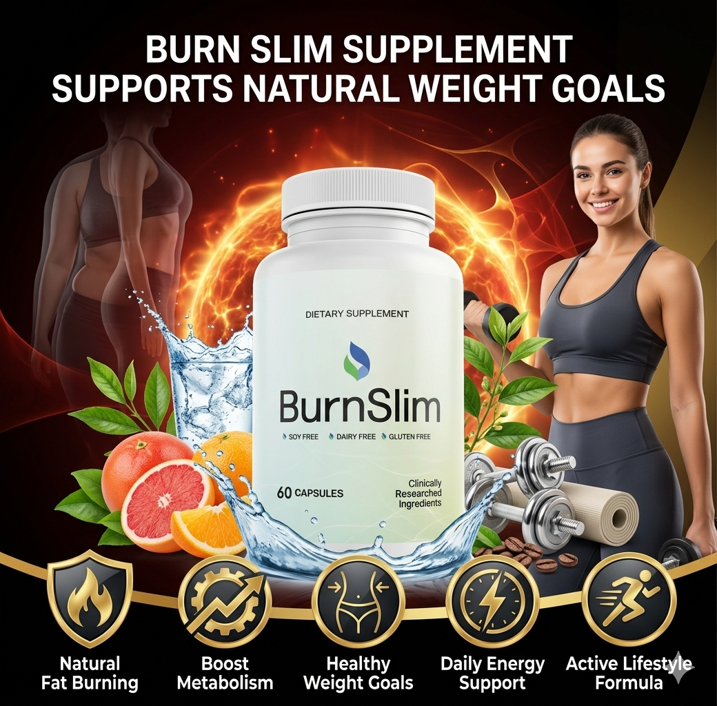 Burn Slim Premium Supplement Bottle with Glowing Effects