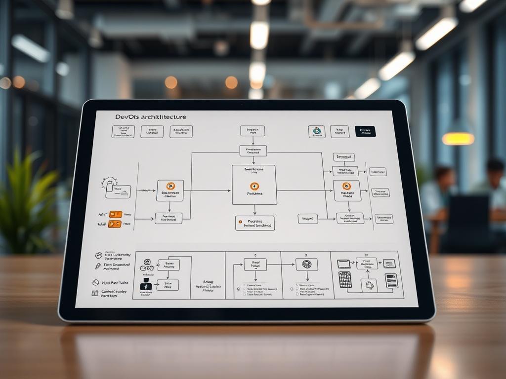 A high resolution close up shot of a DevOps architecture