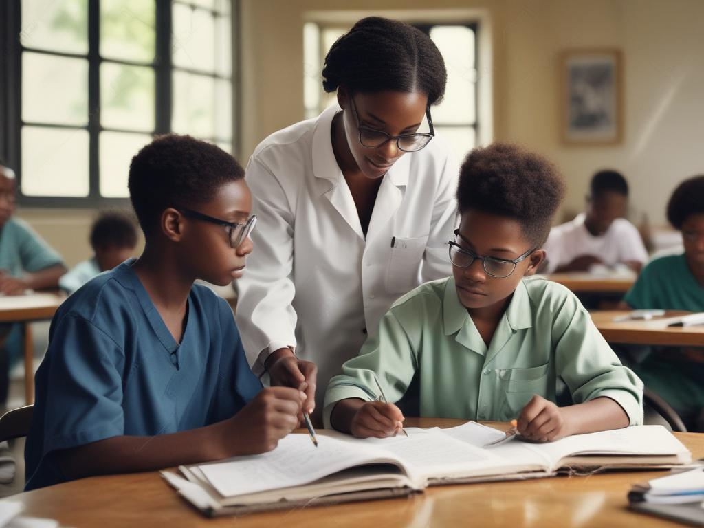 black students science education, tutoring session, Senegalese students learning
