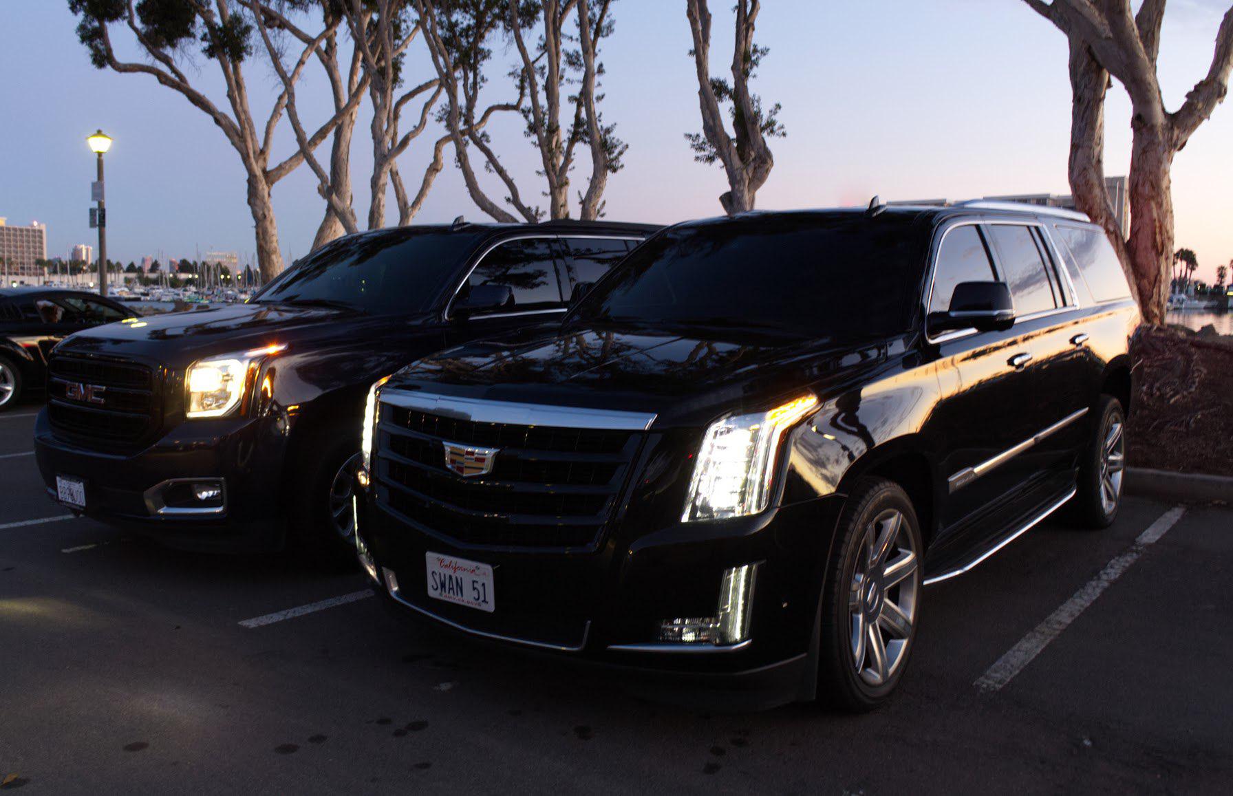 Vehicles for hire from a limousine service in San Diego