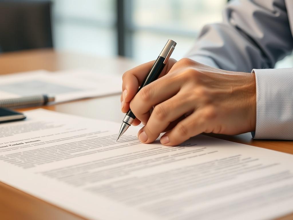 A close up shot of a person signing a Promissory