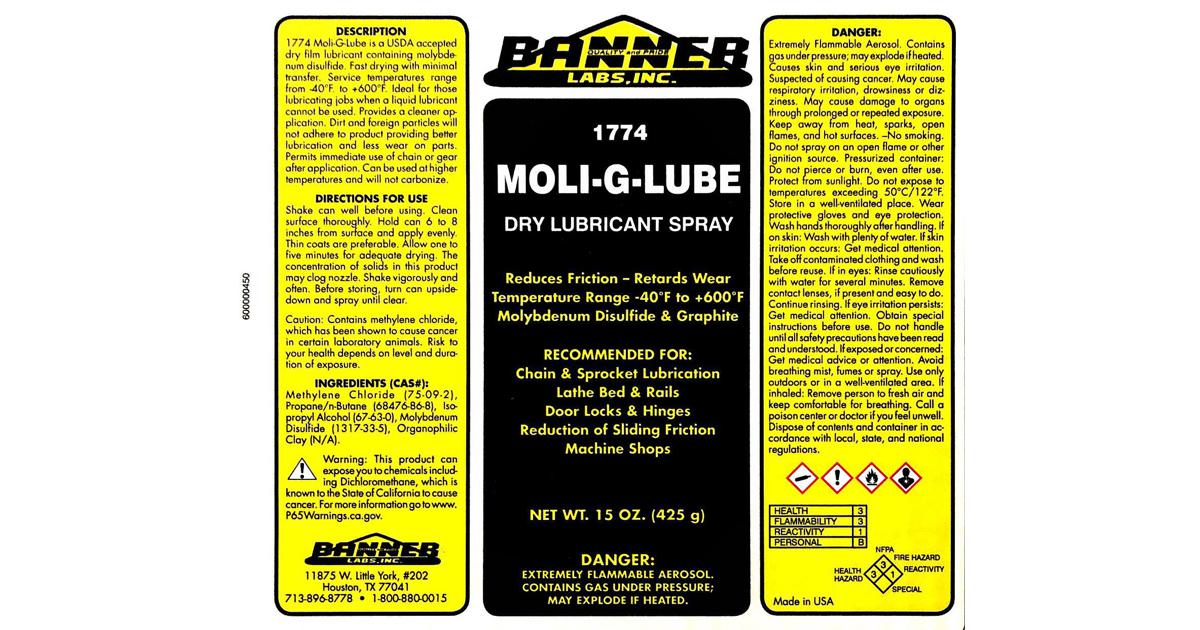 Dry Moly Lube & Industrial Cleaners Banner Labs, Inc.