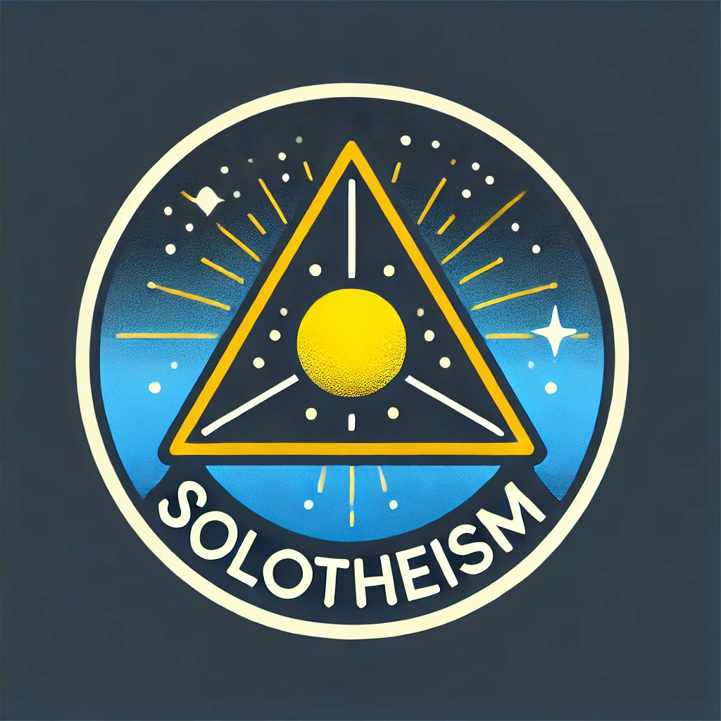dall·e 2024-12-27 23.28.14 - a minimalist symbol for solotheism, featuring a yellow triangle inside a blue circle. at the center of the triangle is a small yellow dot symbolizing .webp