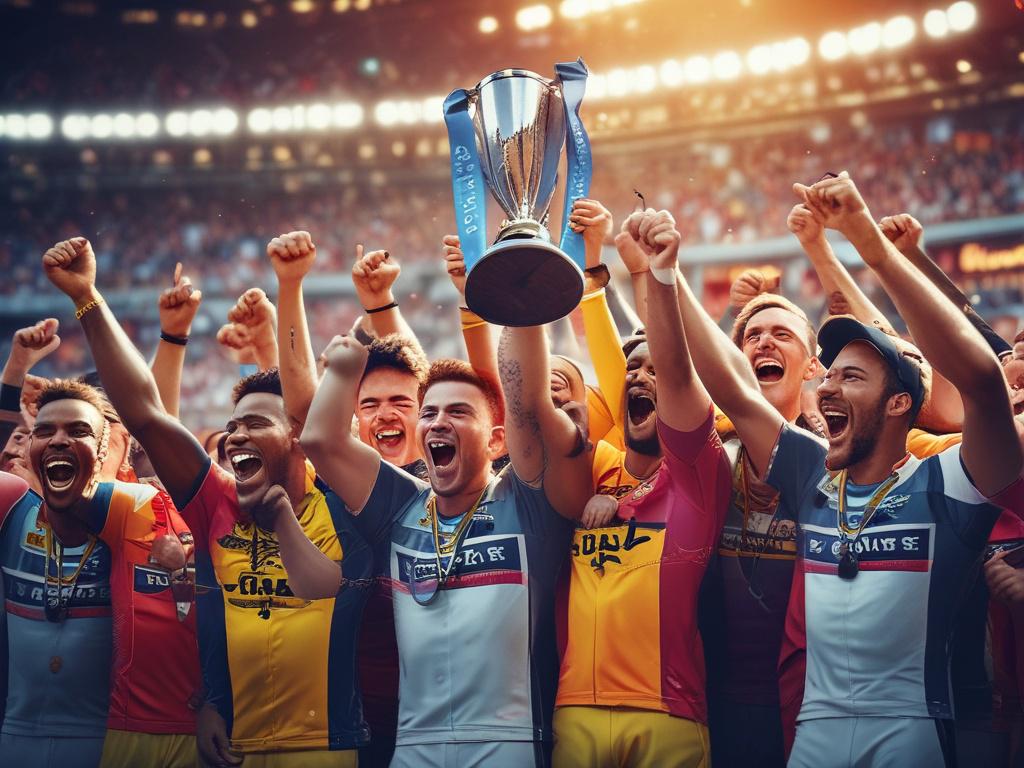 a close up shot of a diverse team celebrating a