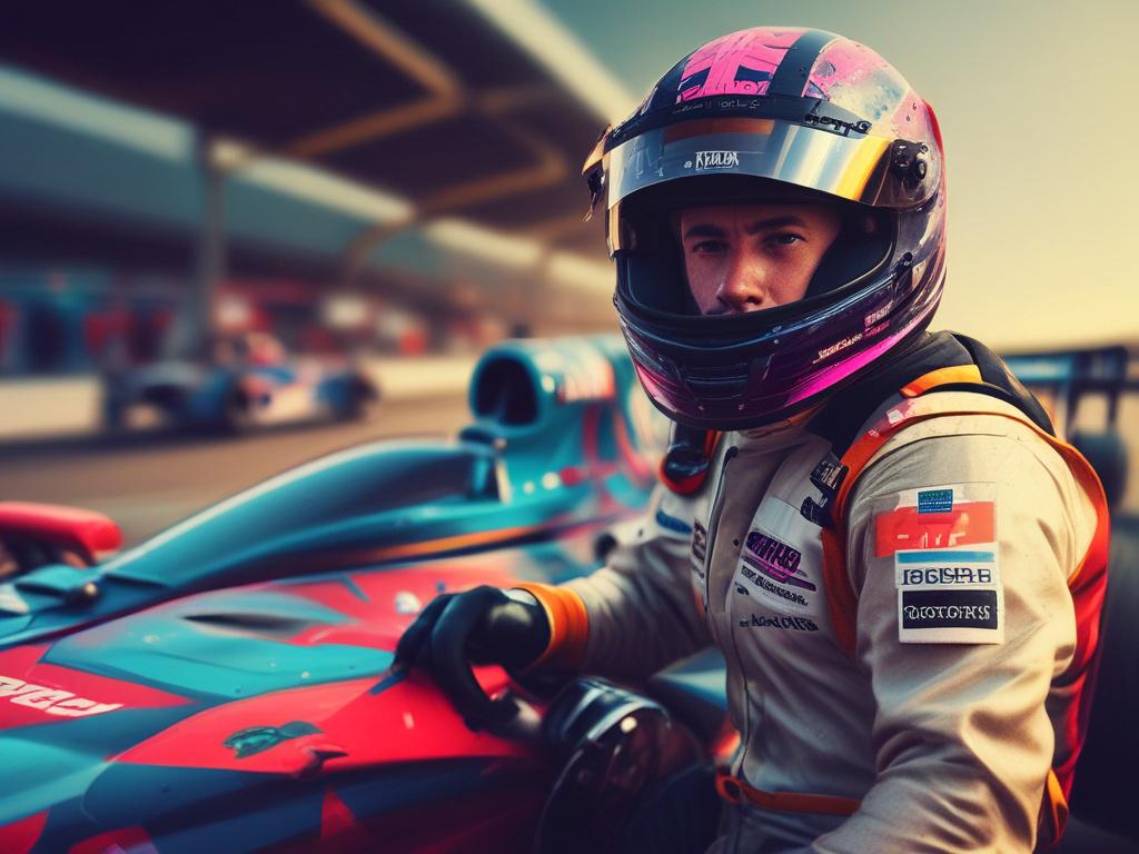 a close up shot of a racing team leader in