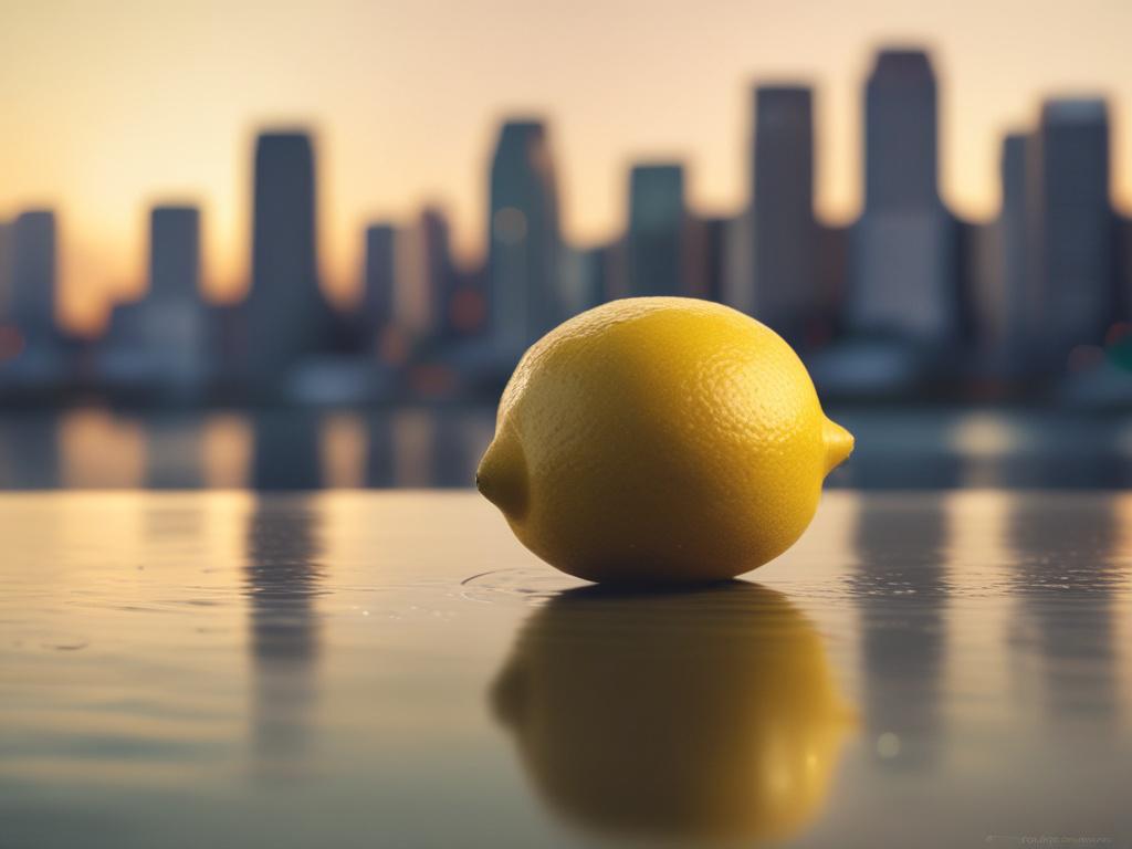 A close up shot of a gleaming yellow lemon, symbolizing
