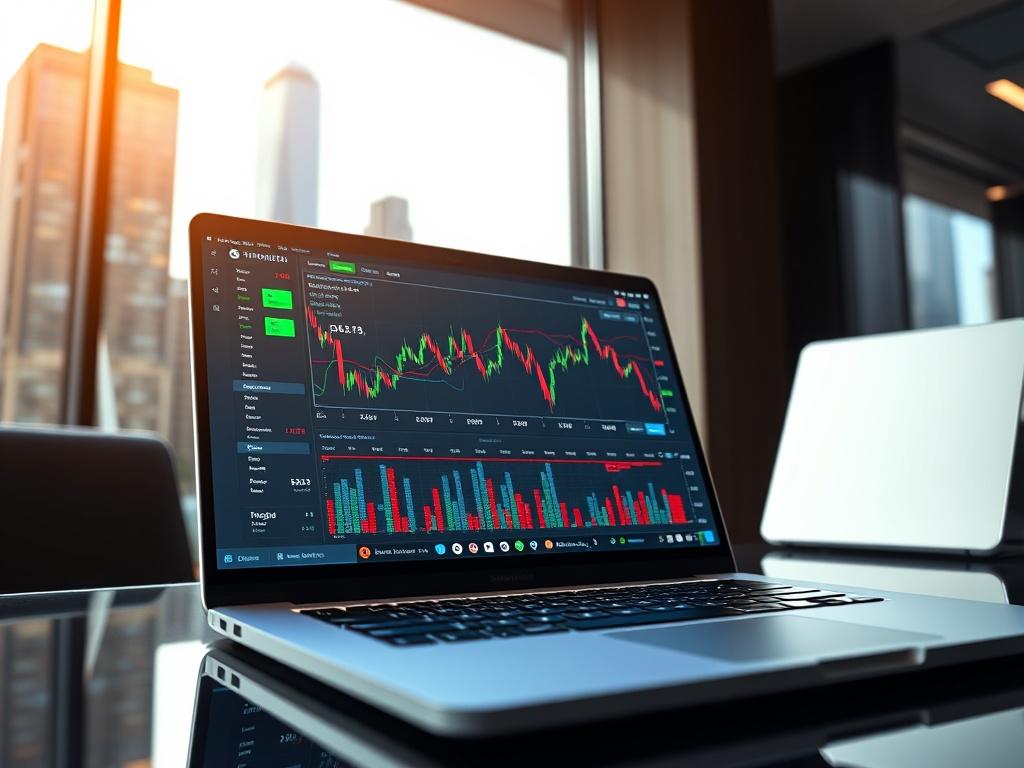 A high resolution close up shot of a digital trading