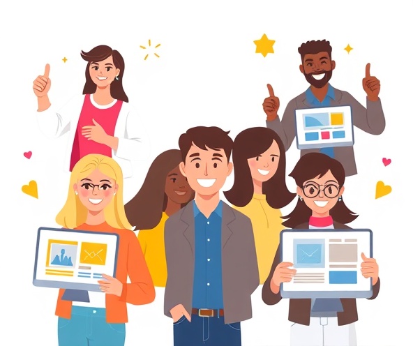 Happy customers celebrating their website success