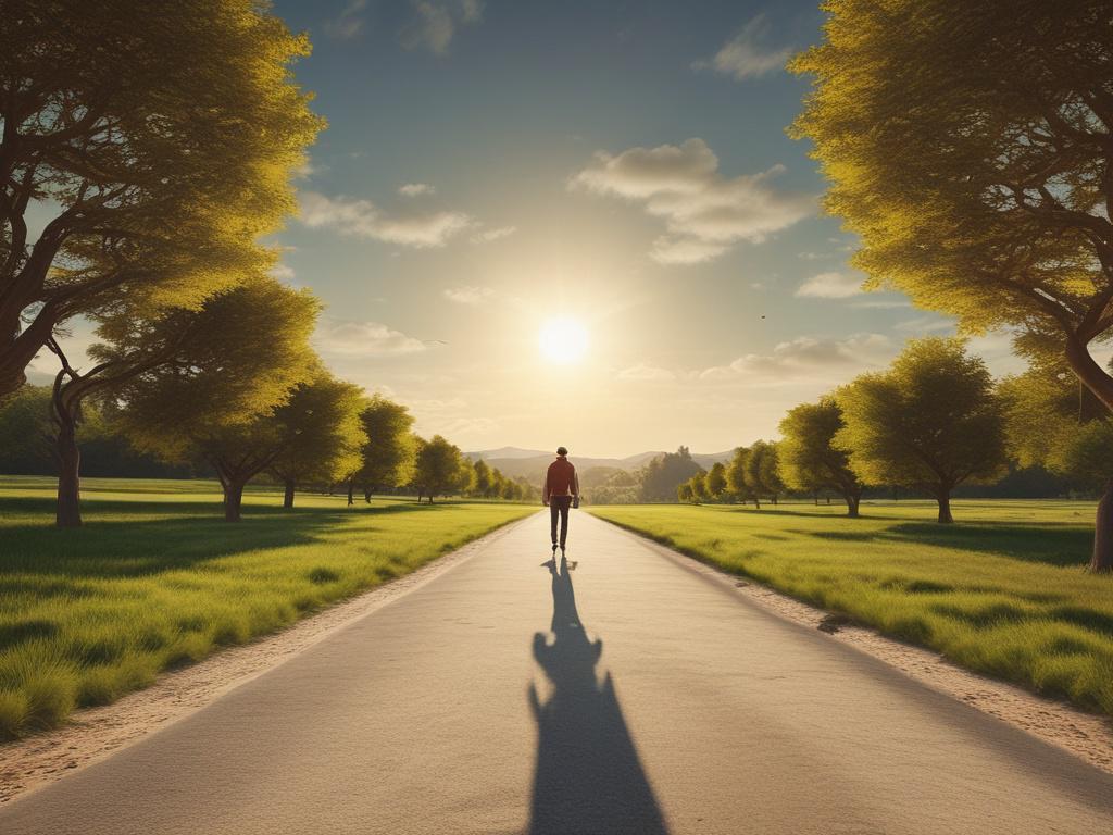 A photorealistic image of a confident individual standing on a