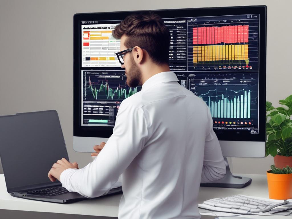 A realistic high resolution of a confident investor looking at