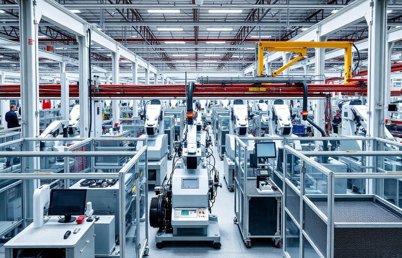 Advanced modern manufacturing facility with production systems, automation and quality control infrastructure