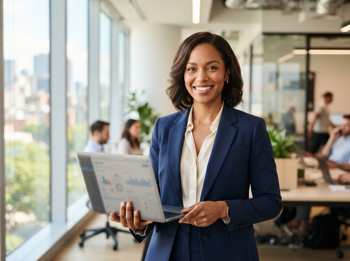 Happy professional woman in successful career