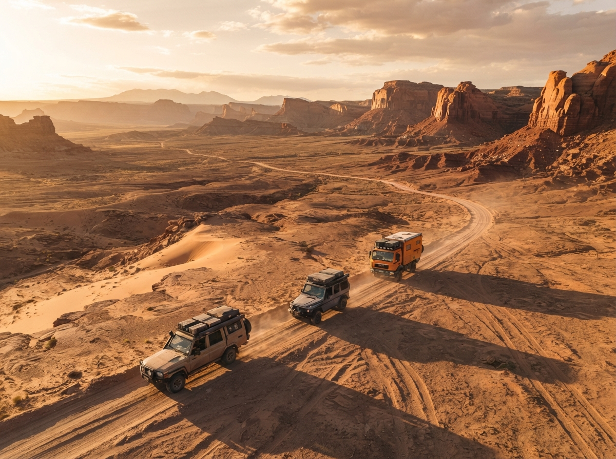 Expedition convoy in the desert