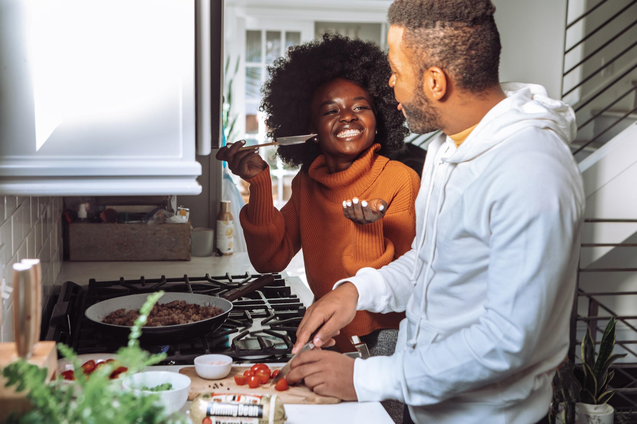 Couple preparing a meal