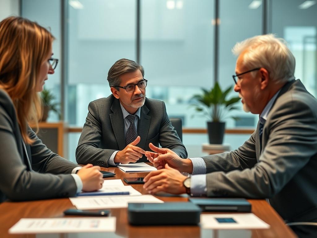 A professional setting where a healthcare executive is engaged in