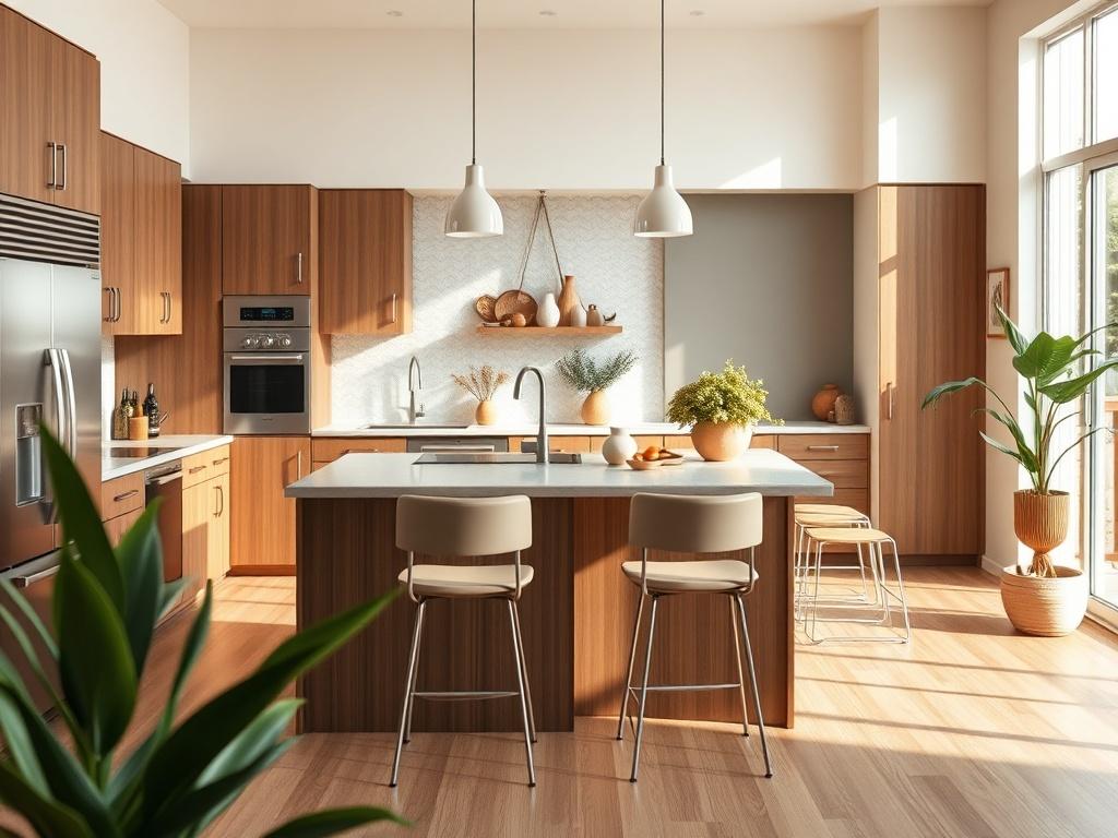 A beautifully remodeled kitchen featuring modern appliances, sleek countertops, and