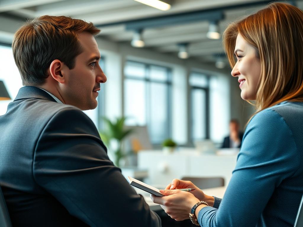 A close up shot of a recruiter conducting an interview