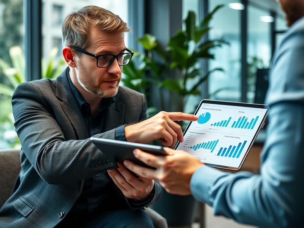 A close up of a recruitment consultant engaged in a