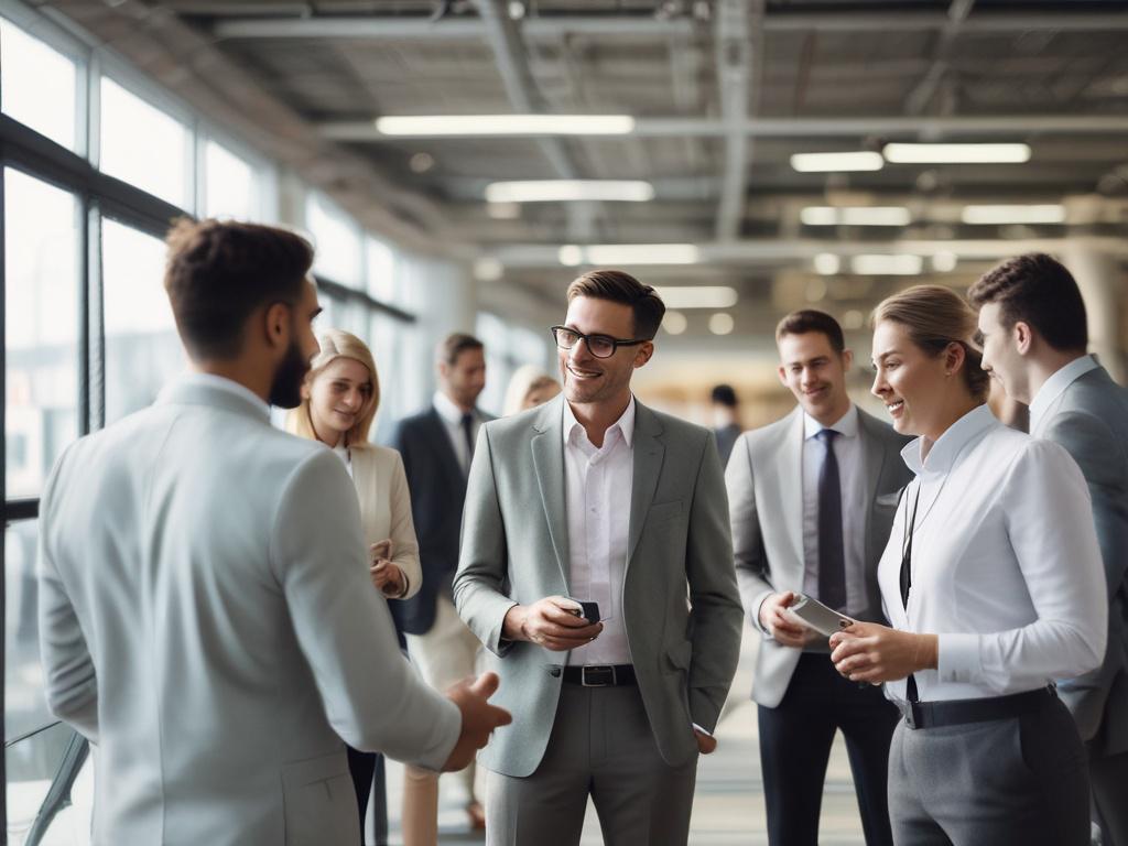 business expo, networking event, collaboration, professionals connecting, vibrant atmosphere