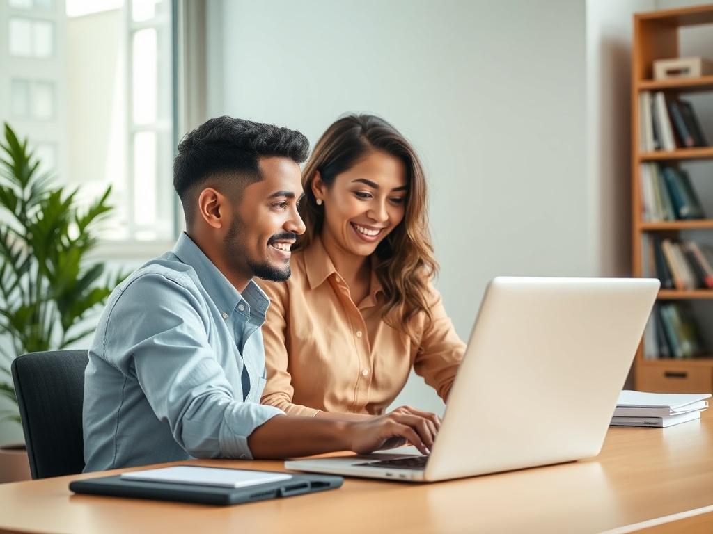 **AI Image Generator Prompt:**

Create a realistic, high-resolution photo that reflects the theme of "Corporate Internal Employee Marketing on Benefits Utilization." The composition should be simple and clear, featuring a single subject—an engaged employee in a modern office environment. 

Capture the employee in a mid-30s age range, of diverse ethnicity, sitting at a well-organized desk while actively reviewing company benefits on a laptop screen. The employee should exhibit an expression of curiosity and 