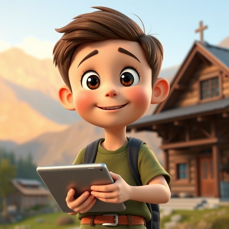 Boy character receiving access