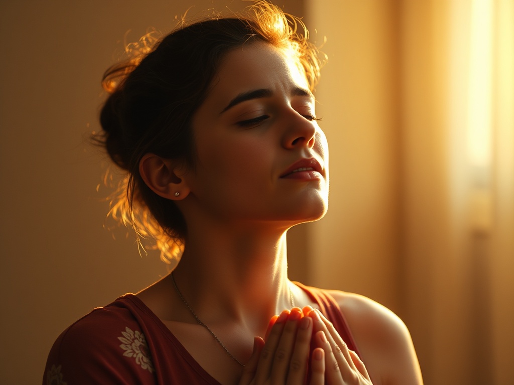 Persona sanando del dolor emocional, meditación y paz