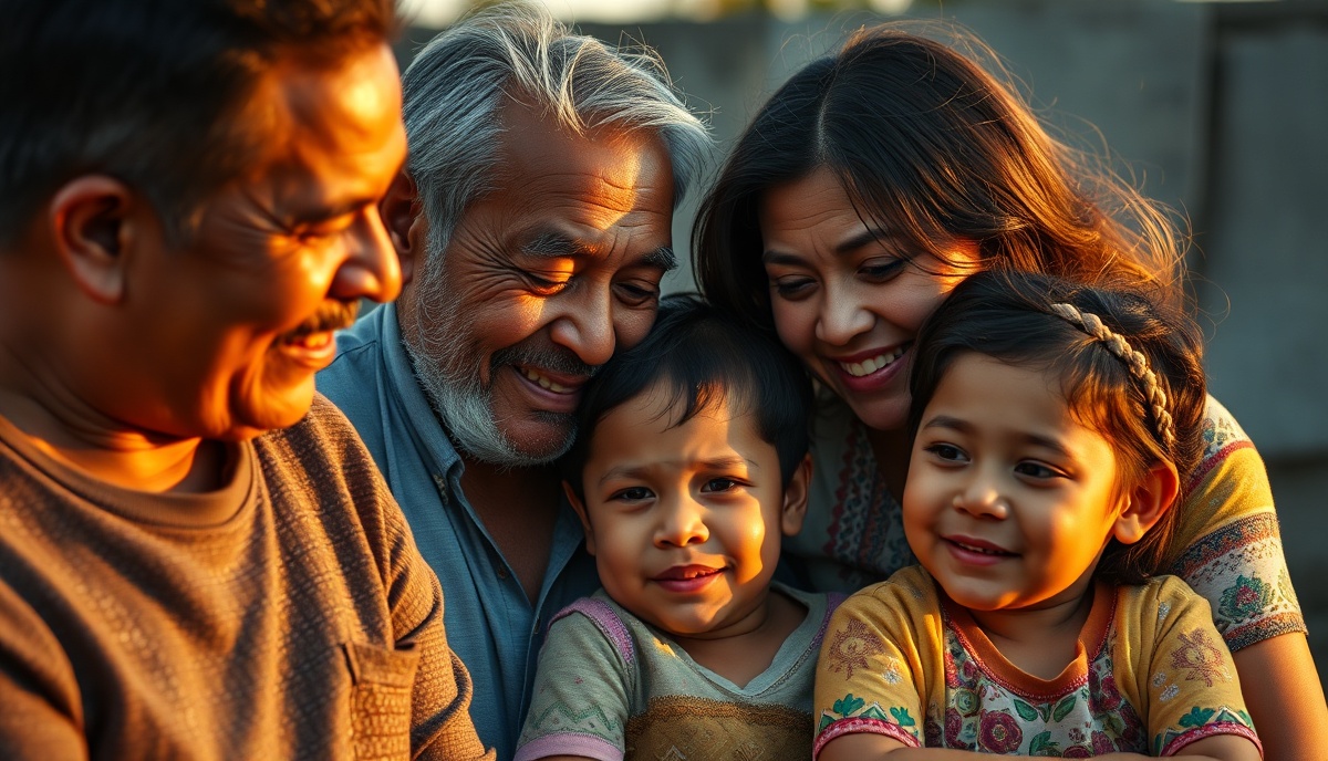 Latino family together showing strength and connection