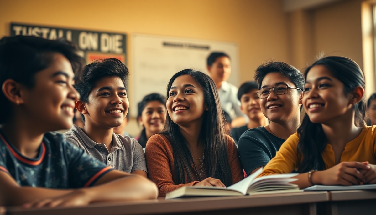 Diverse group of Latino students engaged in learning