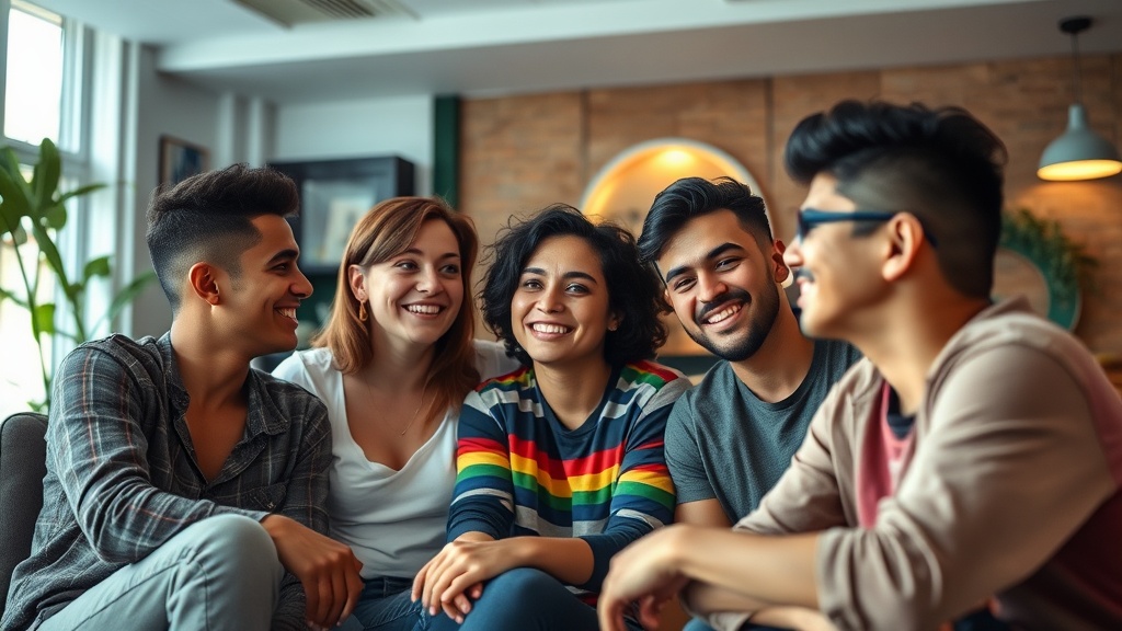 LGBTQ+ community members in supportive and inclusive environment