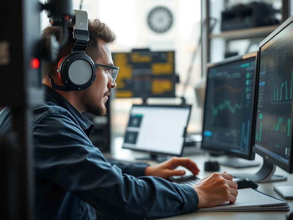 A close up shot of a technician working on a